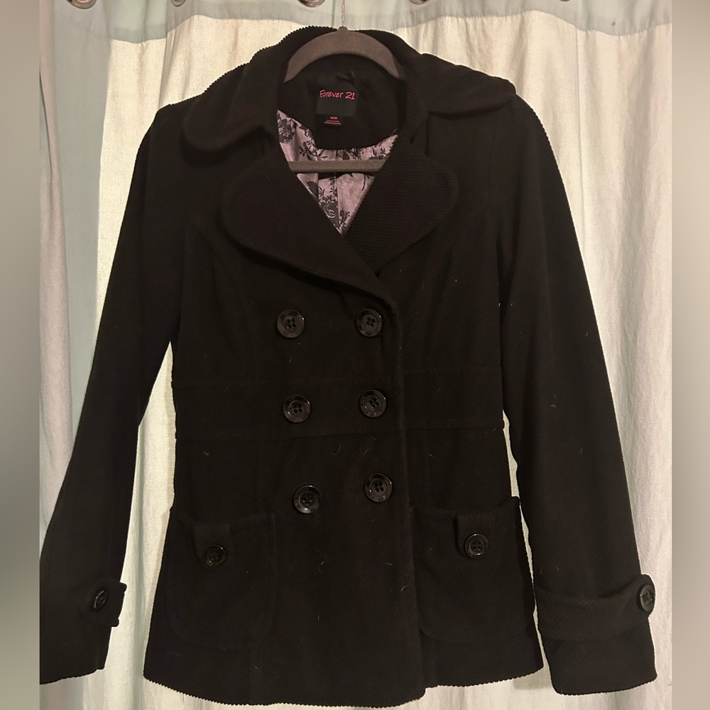 Black button front jacket forever 21